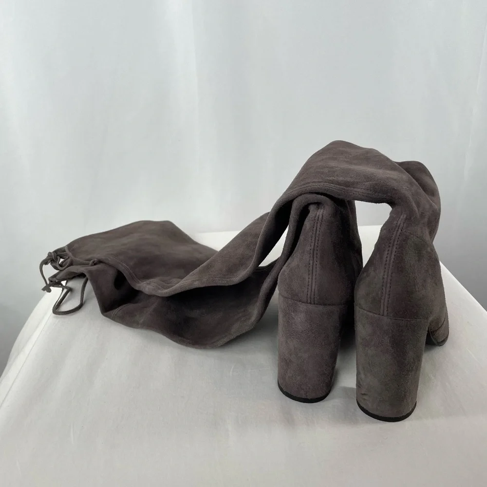 Stuart Weitzman Highland Suede Over The Knee Heeled Boot‎ in Grey Size 9.5